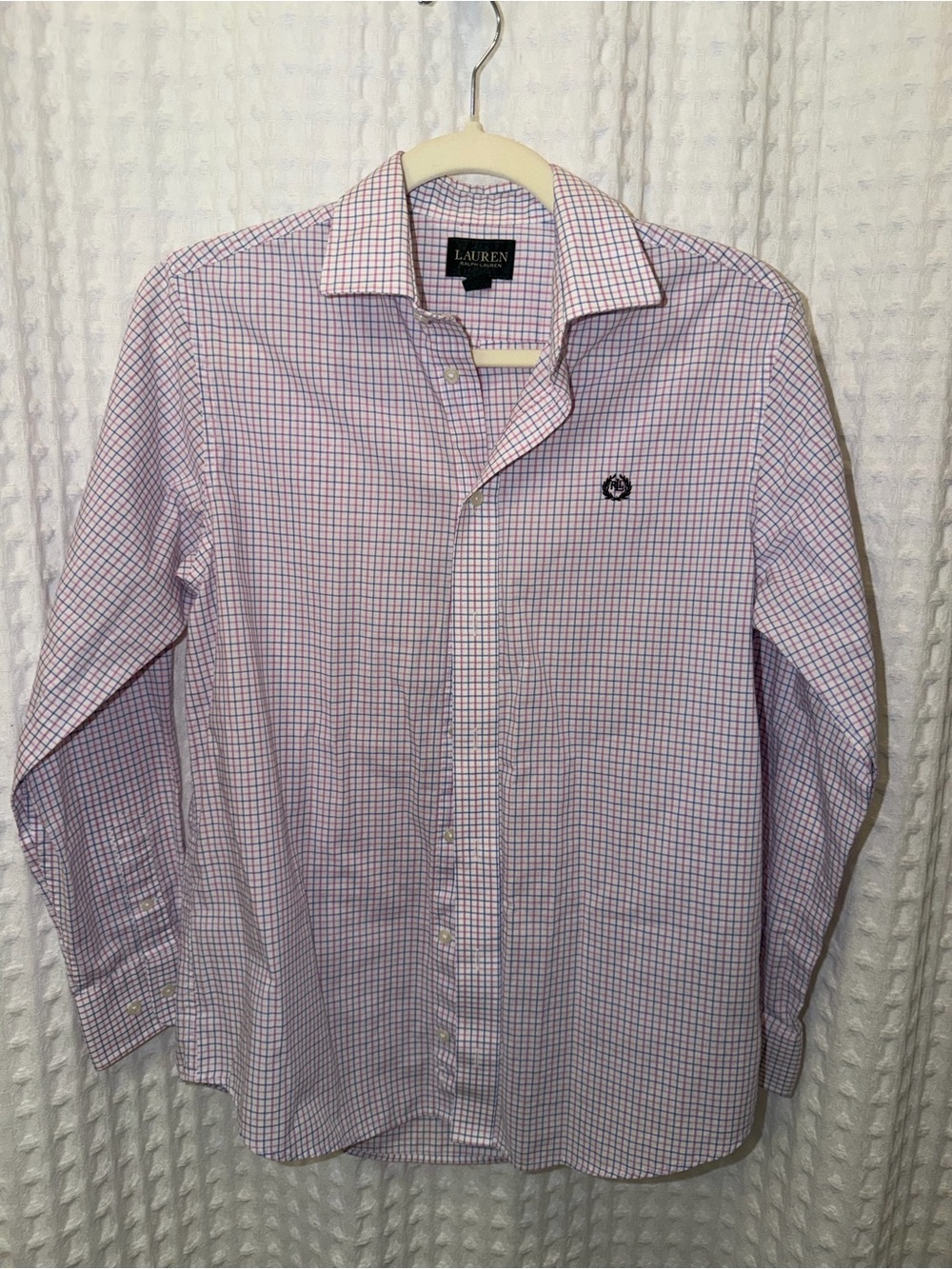 Kids Lauren Ralph Lauren Pink and Blue Checked Button-Down Dress Shirt
